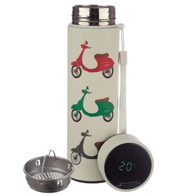 On Two Wheels Scooter Hot & Cold Digital Thermometer Bottle