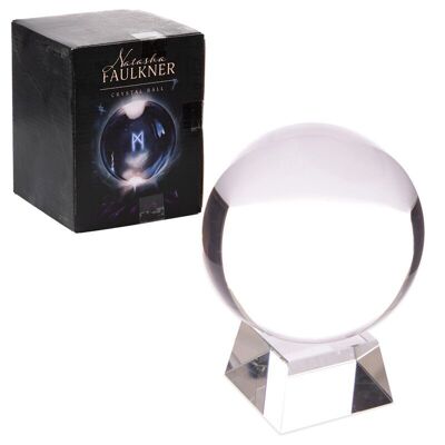 Boule de cristal avec support en verre et boîte cadeau 10 cm