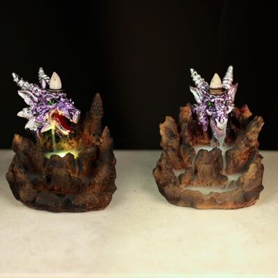 Bruciatore di incenso a riflusso con LED Purple Dragon