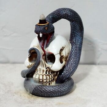 Brûleur d'encens à refoulement serpent et crâne 2