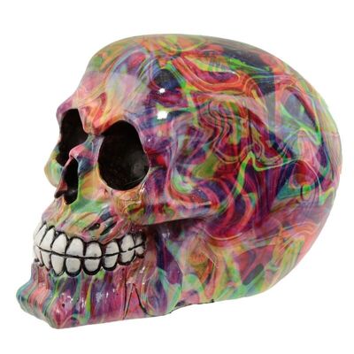 Rainbow Marble Effect Skull Ornament