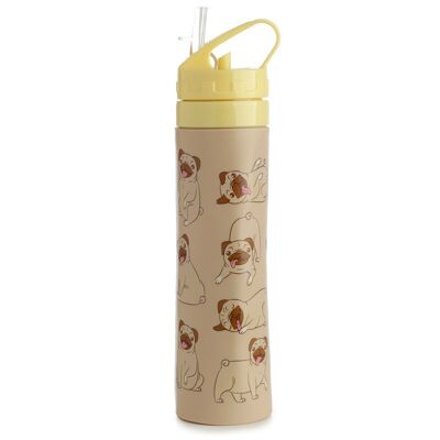 Mopps Pug Foldable Silicone Water Bottle 600ml