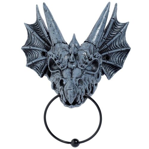 Shadows of Darkness Grey Stone Effect Dragon Skull Door Knocker