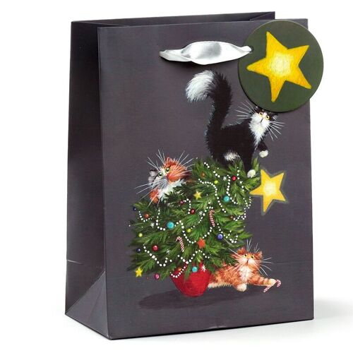 Kim Haskins Cats Christmas Tree Catastrophe Gift Bag Medium