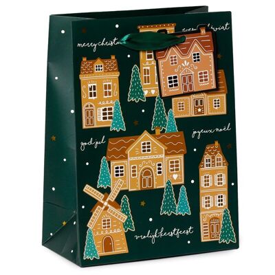 Bolsa de regalo de Navidad Gingerbread Lane mediana