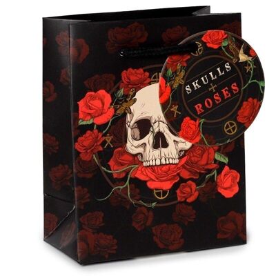 Skulls and Roses Red Roses Gift Bag Small