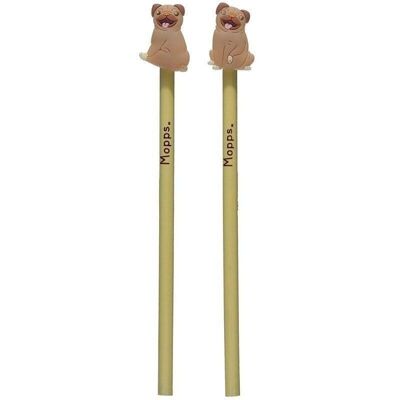 Mopps Pug Pencil with PVC Topper