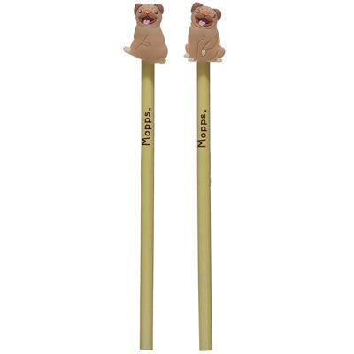Mopps Pug Pencil with PVC Topper