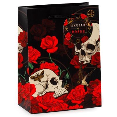Skulls and Roses Red Roses Gift Bag Medium