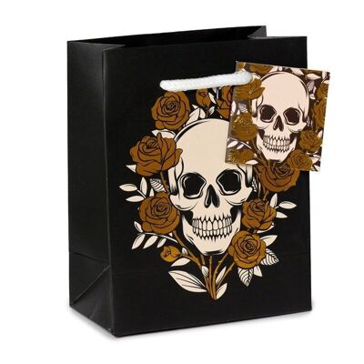 Metallic Skulls and Roses Gift Bag Small