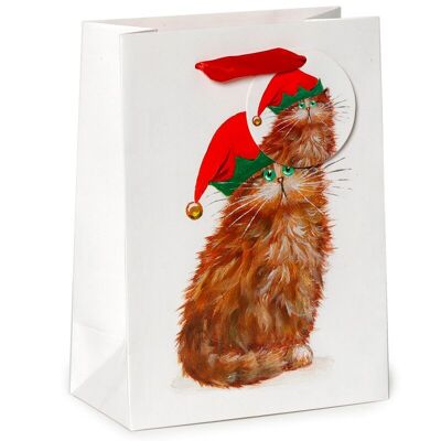 Kim Haskins Katzen-Weihnachtselfen-Geschenktüte, mittelgroß