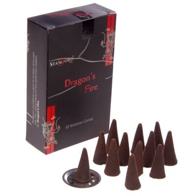 37180 Stamford Black Incense Cones - Dragons Fire