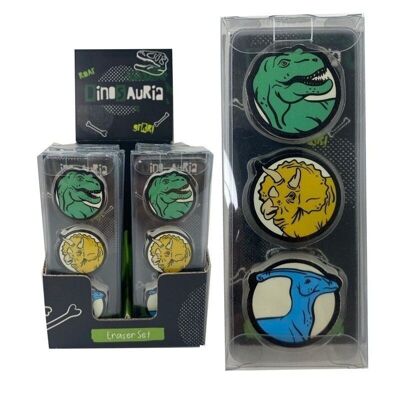 Dinosauria 3 Piece Eraser Set