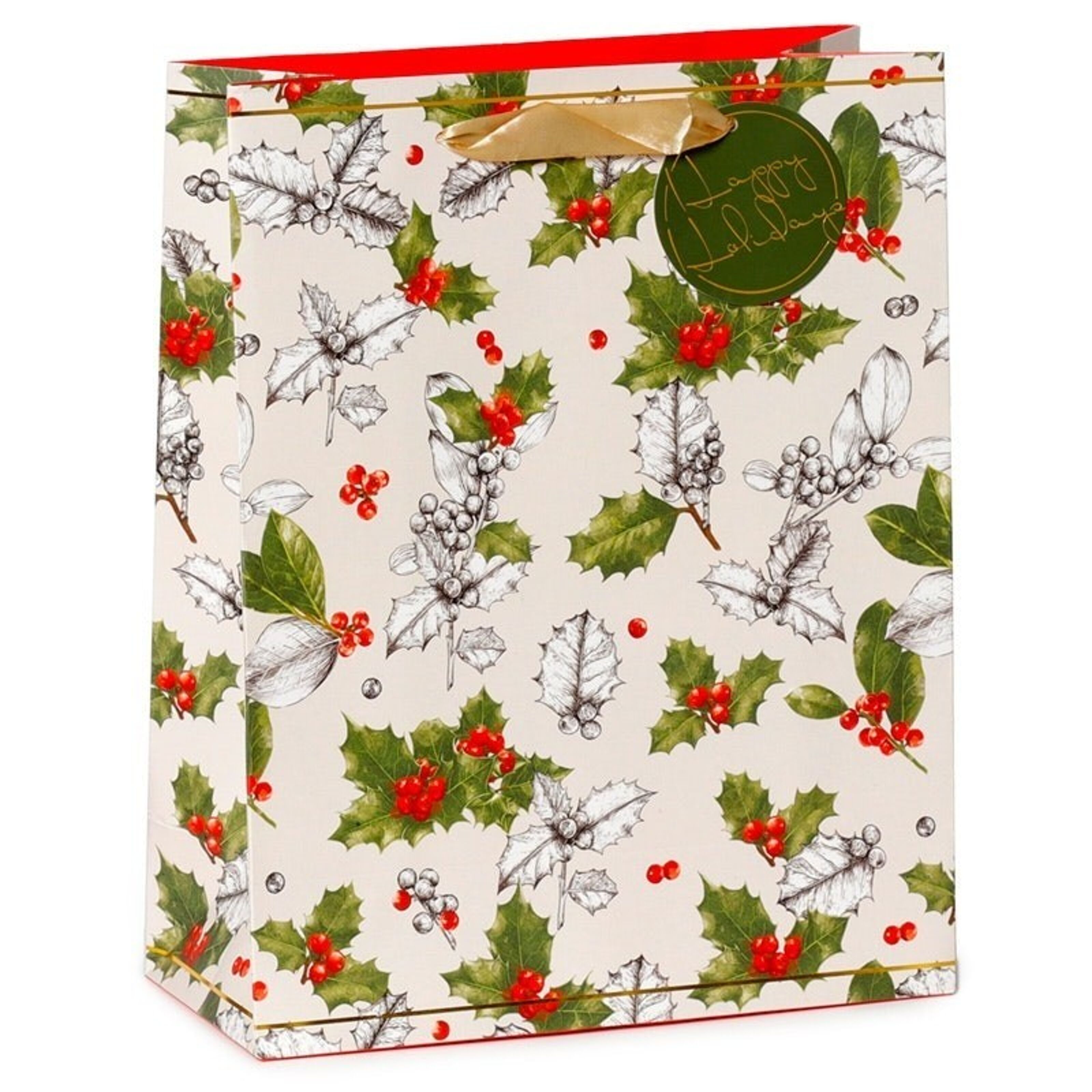 WINTER POMEGRANATE Christmas Gift Bag Holiday Wrapping Paper Tote
