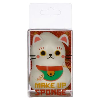 Maneki Neko Lucky Cat Blanc Maquillage Éponge Beauté Blender