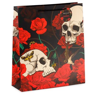 Skulls and Roses Red Roses Gift Bag Extra Large