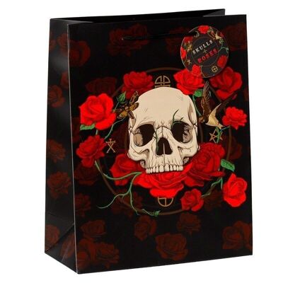 Skulls and Roses Red Roses Gift Bag Large