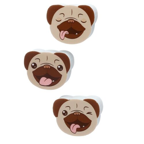 Mopps Pug 3 Piece Eraser Set