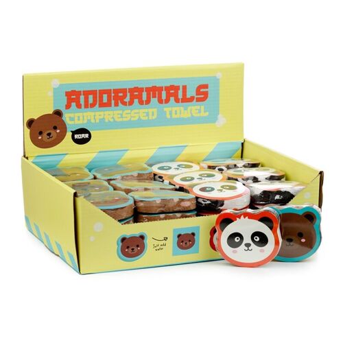 Adoramals Bear & Panda Compressed Travel Towel