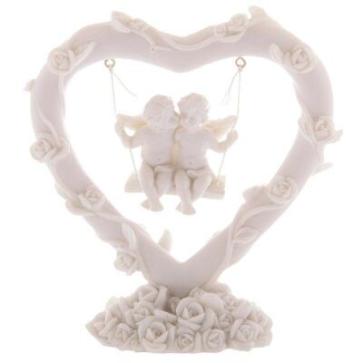 Swinging Rose Heart Love Cherubs