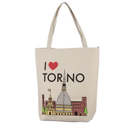 Bolsa de algodón reutilizable con cremallera I Heart Torino