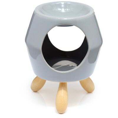 Eden Grey Abstract Ceramic Oil Burner with Feet