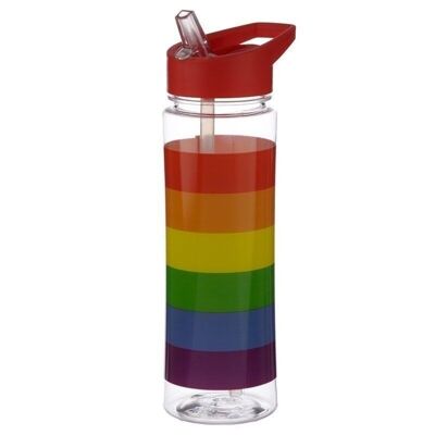 Reusable 550ml Water Bottle with Flip Straw - Somewhere Rainbow