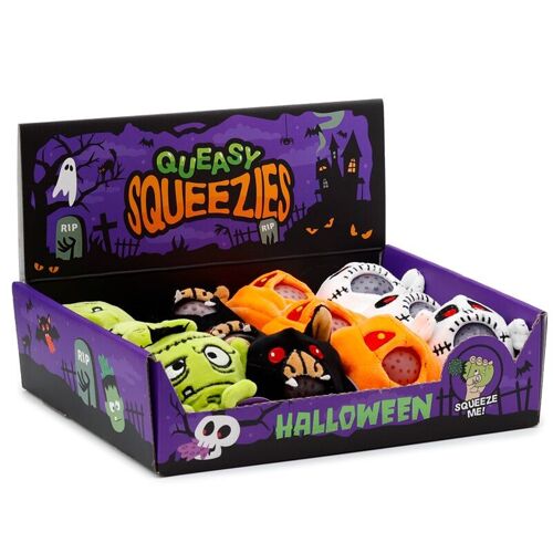Queasy Squeezies Spooky Monster, Ghost, Bat, Pumpkin Plush Squeezy Toy