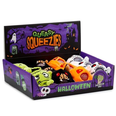 Queasy Squeezies Spooky Monster, Fantôme, Chauve-souris, Citrouille Peluche Squeezy Toy