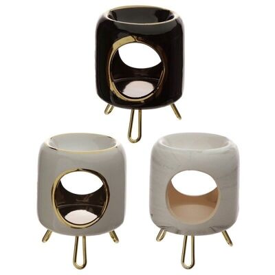 Eden Rounded Ceramic Oil Burner with Gold Feet