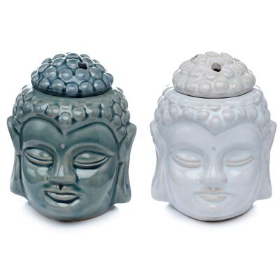 Eden Crackle Glaze Thai Buddha Head Brûleur à mazout en céramique