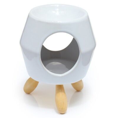 Eden White Abstract Ceramic Oil Burner with Feet