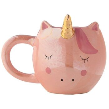 Tasse en céramique en forme de licorne arc-en-ciel enchantée 2