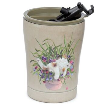 Kim Haskins Cat in Plant Pot Tasse isotherme verte chaude et froide 300 ml 2