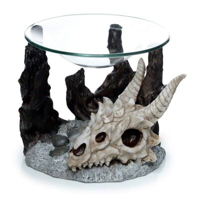Shadows of Darkness Dragon Skull Oil & Wax Burner with Glass Dish
