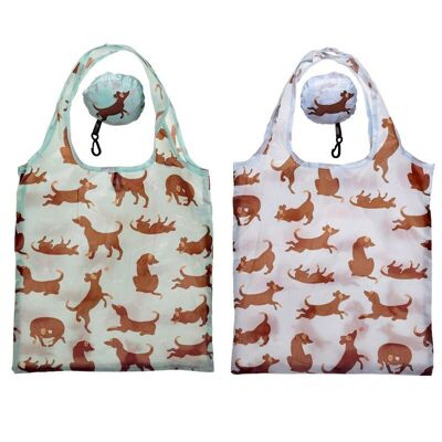 Foldable Reusable Shopping Bag Catch Patch Dog