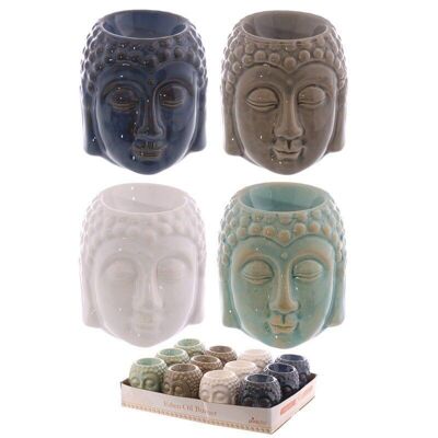 Eden Small Crackle Glaze Ceramic Buddha Head Oil Burner