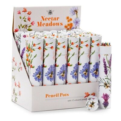 Nectar Meadows Large Pencil Pot with 12 Colouring Pencils