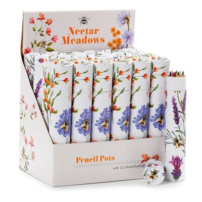 Nectar Meadows Bote grande para lápices con 12 lápices de colores