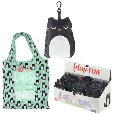 Sac de courses pliable et réutilisable Feline Fine Black Cat - Les chats sortis du sac