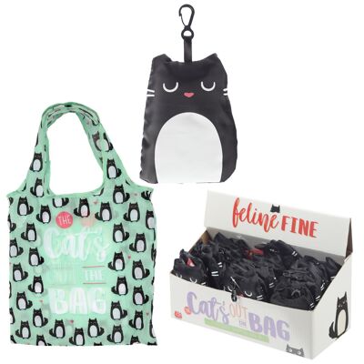 Borsa per la spesa pieghevole e riutilizzabile Feline Fine Black Cat - I gatti fuori dalla borsa