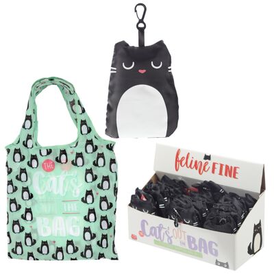 Faltbare wiederverwendbare Einkaufstasche Feline Fine Black Cat - Die Katzen aus der Tasche