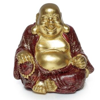 Mini bouddha rieur chinois à paillettes porte-bonheur 6cm 2