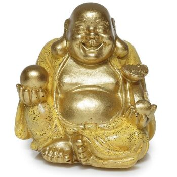 Mini bouddha rieur chinois à paillettes porte-bonheur 6cm 4