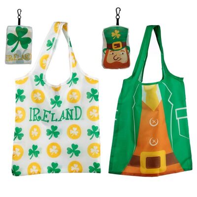 Faltbare wiederverwendbare Einkaufstasche „Luck of the Irish Ireland & Leprechaun“.