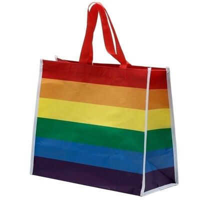Bolsa de la compra reutilizable RPET de botellas de plástico recicladas con la bandera del arcoíris