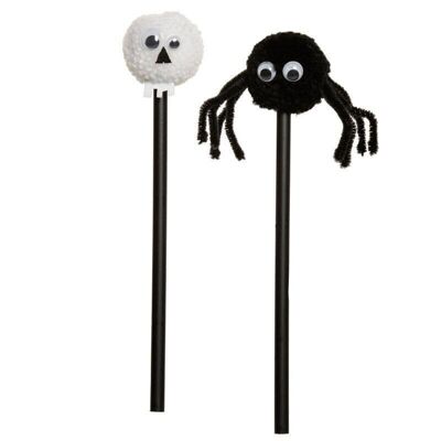 Lápiz Skull & Spider Pom Pom