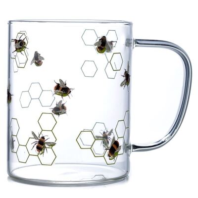 Nectar Meadows Bee Taza de cristal