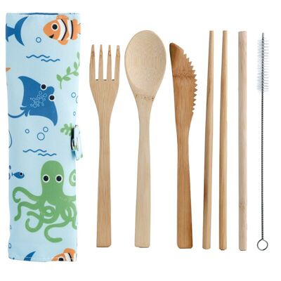 Splosh Sealife 100% Natural Bamboo Cutlery 6 Piece Set