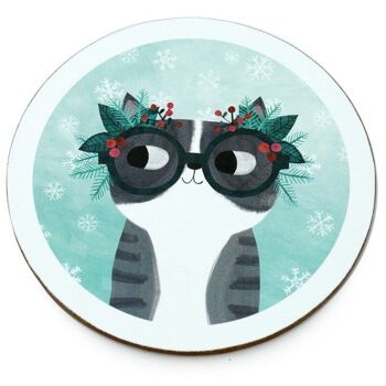 Angie Rozelaar Planet Cat Ensemble de tasse et dessous de verre en porcelaine de Noël 3